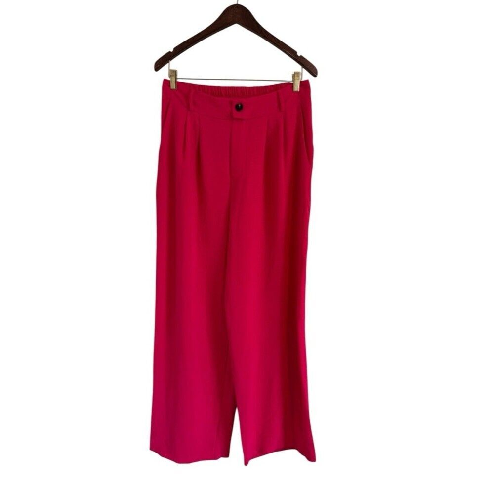 Milk & Honey Bright Pink Wide-Leg Trousers Size Medium